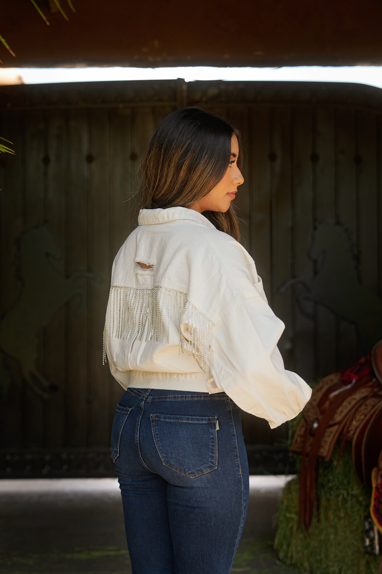 Deorro-Rhinestone Fringe DenimJacket