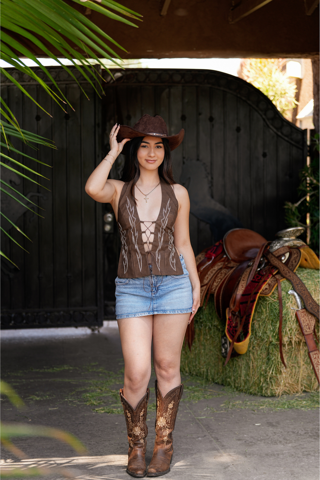 Deorro-Leather Strapless Corset Top