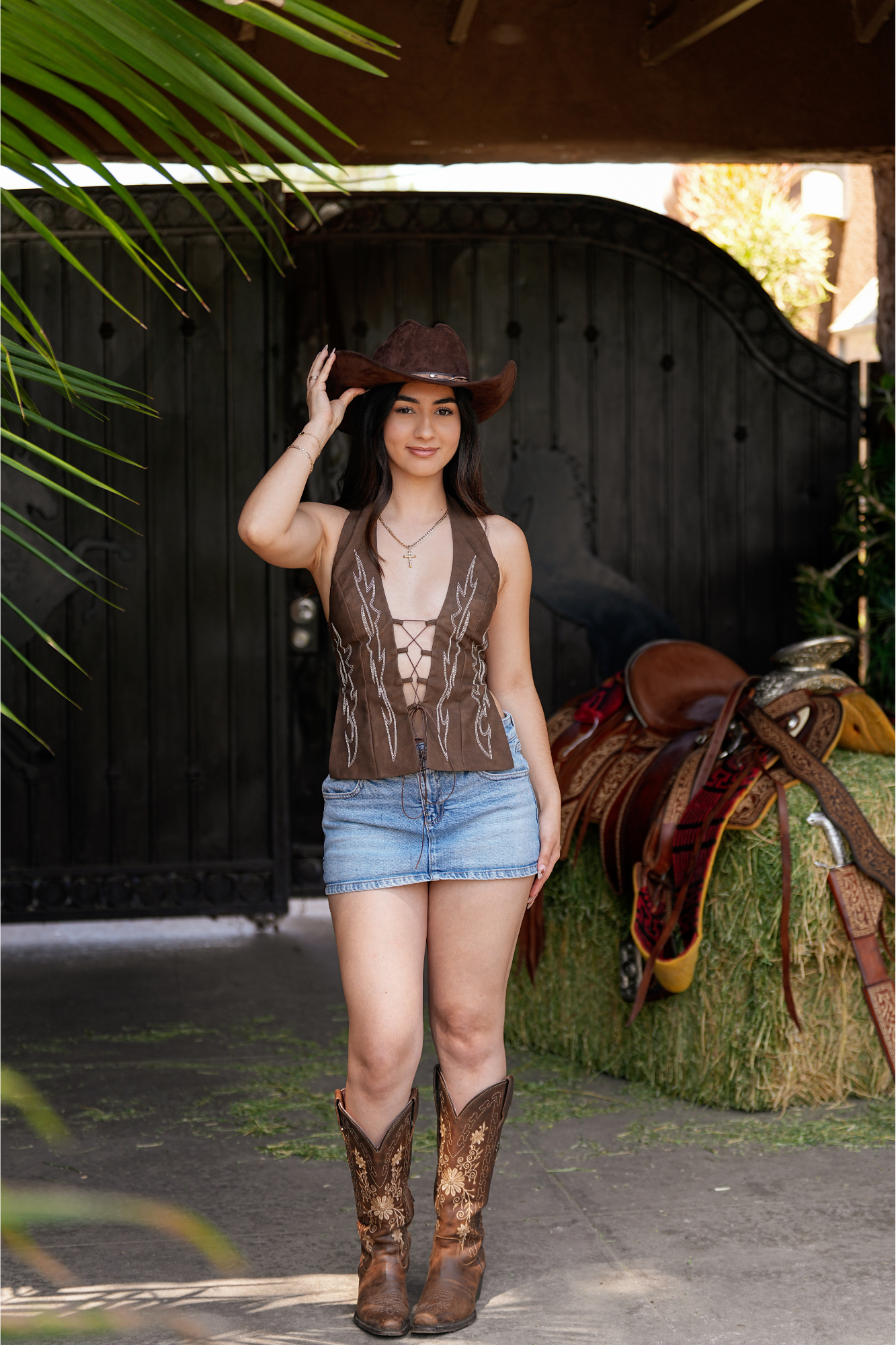 Deorro-Leather Strapless Corset Top