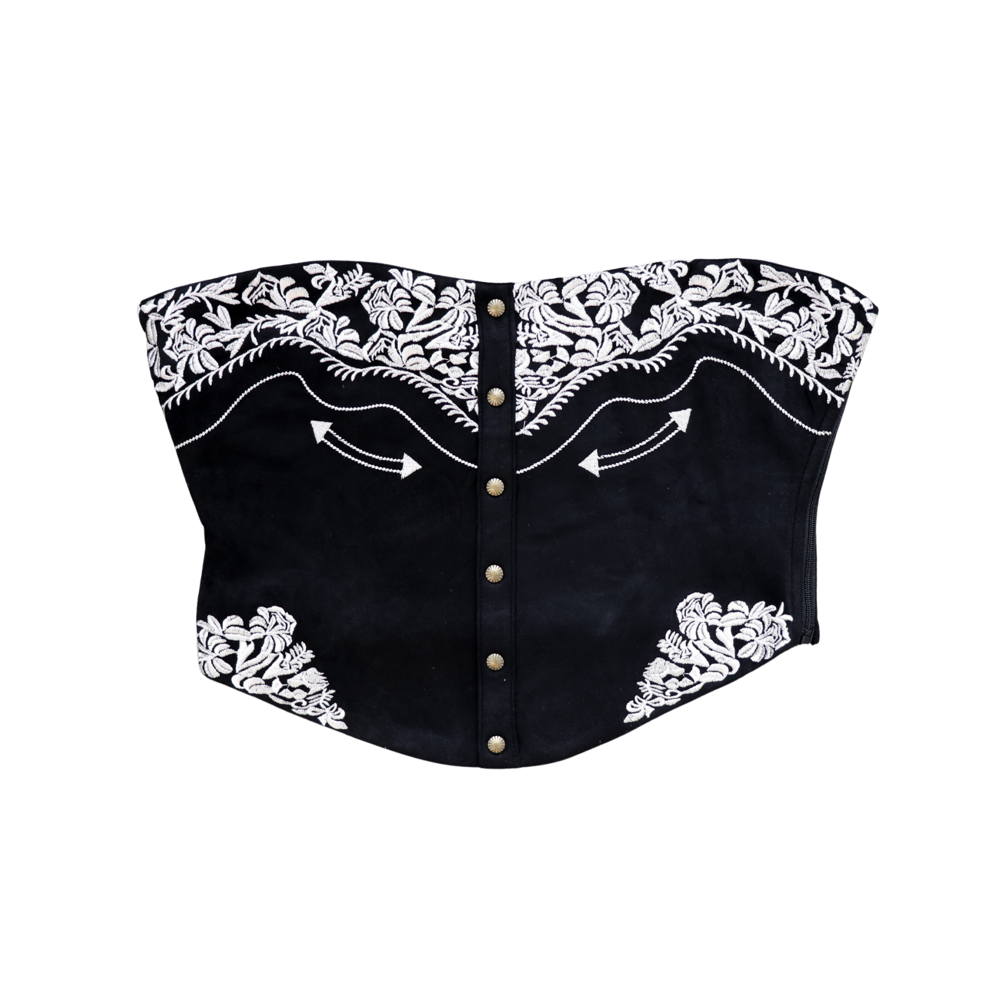 Deorro-Embroidered Suede Bustier Top