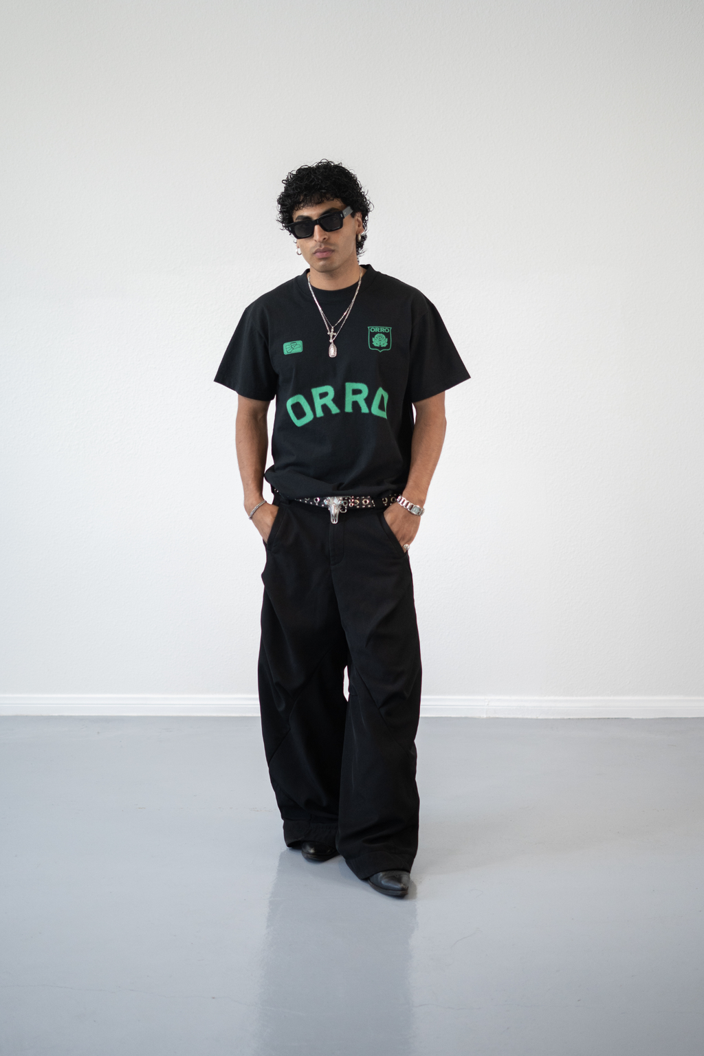 ORRO FC BLUR BLACK TEE (Neon Green)