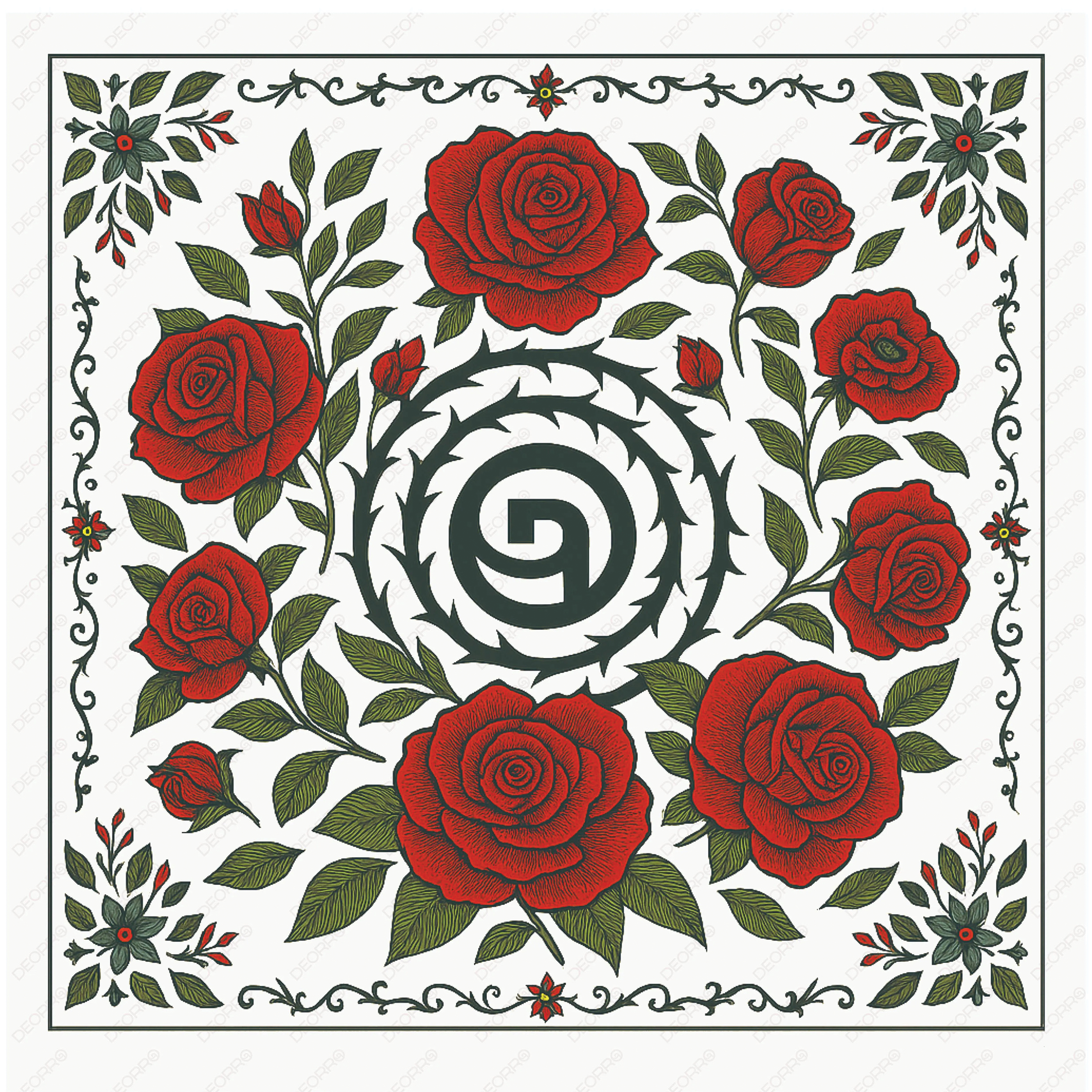 Oversized Bandana-Roses (25x25")