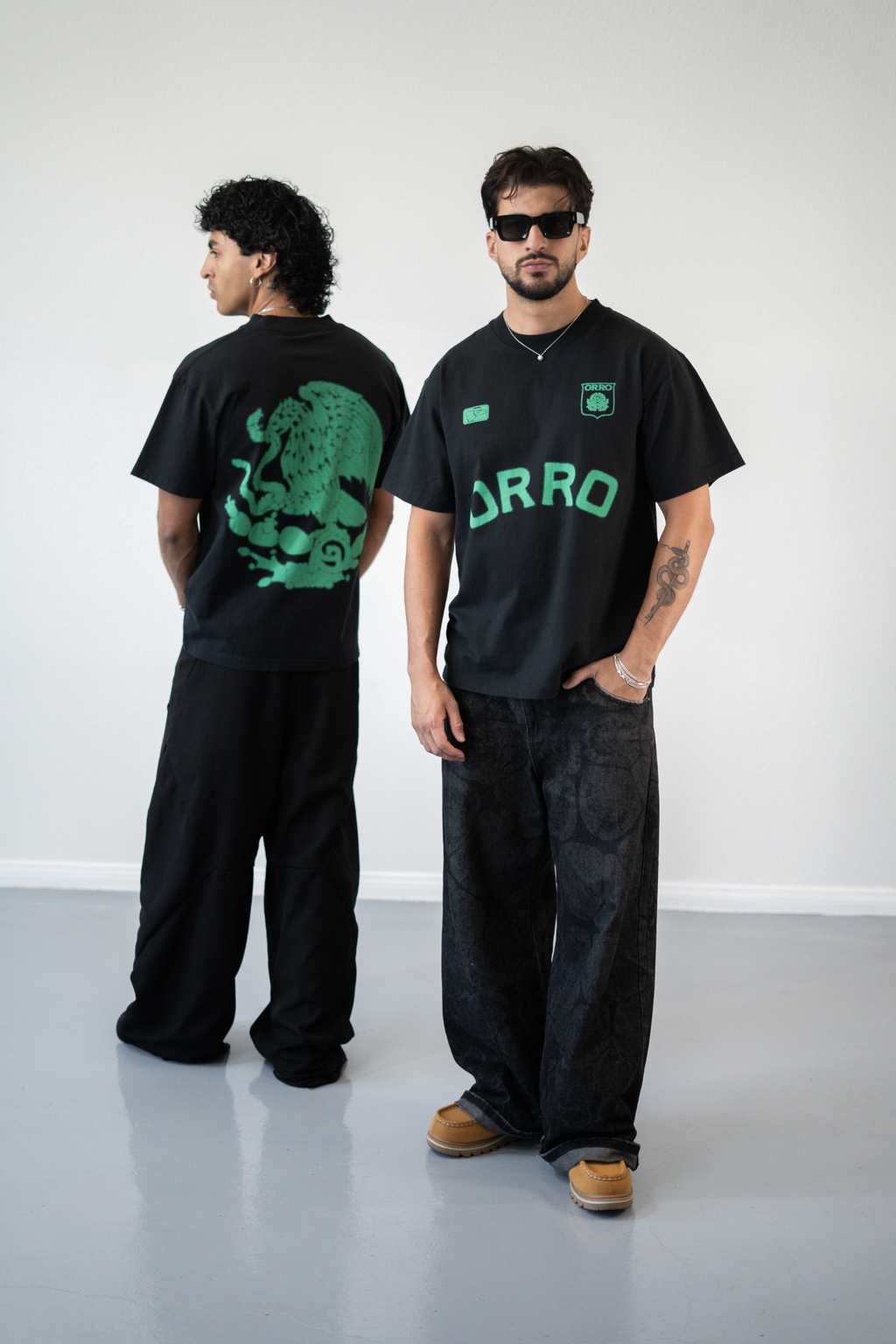 ORRO FC BLUR BLACK TEE (Neon Green)