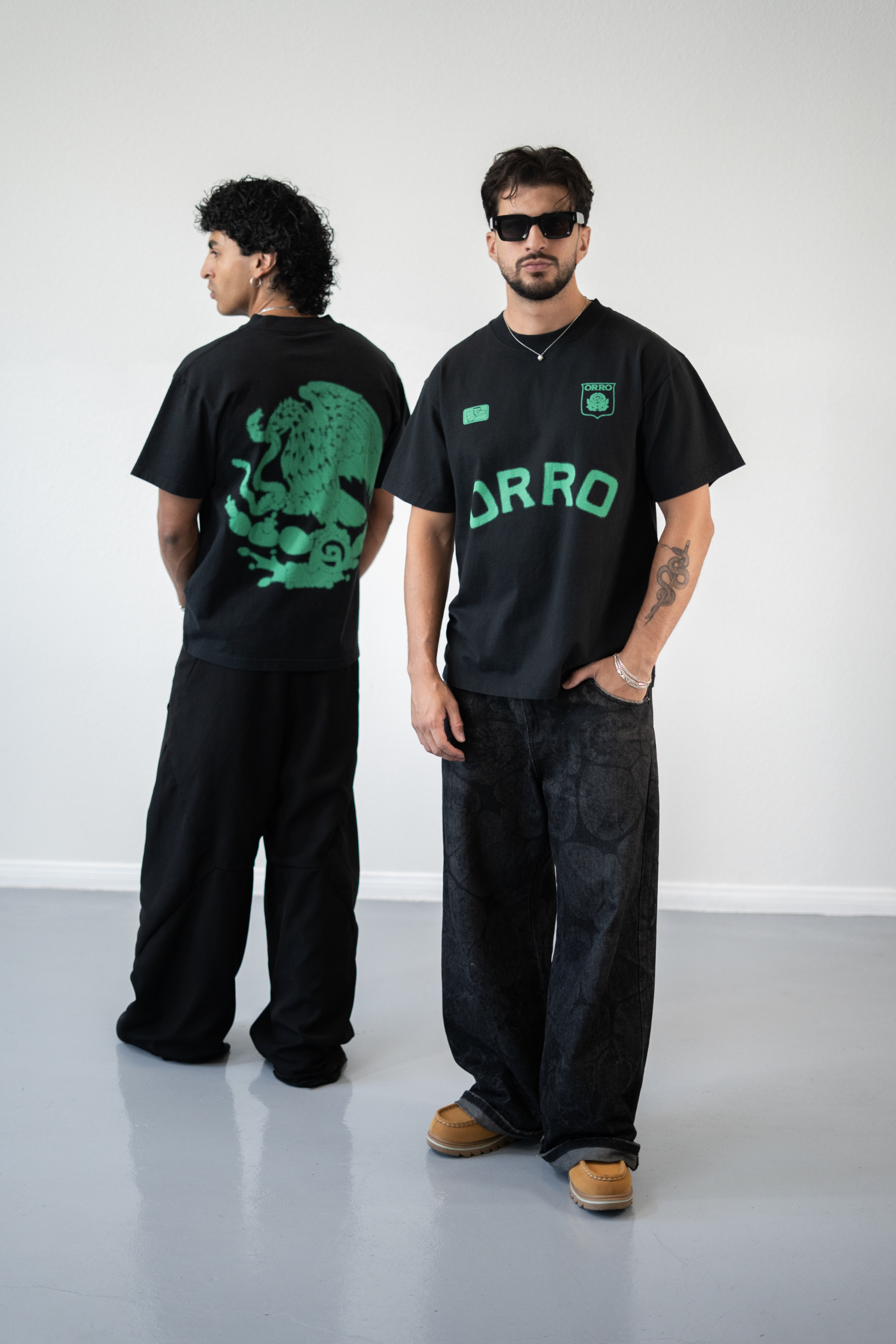 ORRO FC BLUR BLACK TEE (Neon Green)