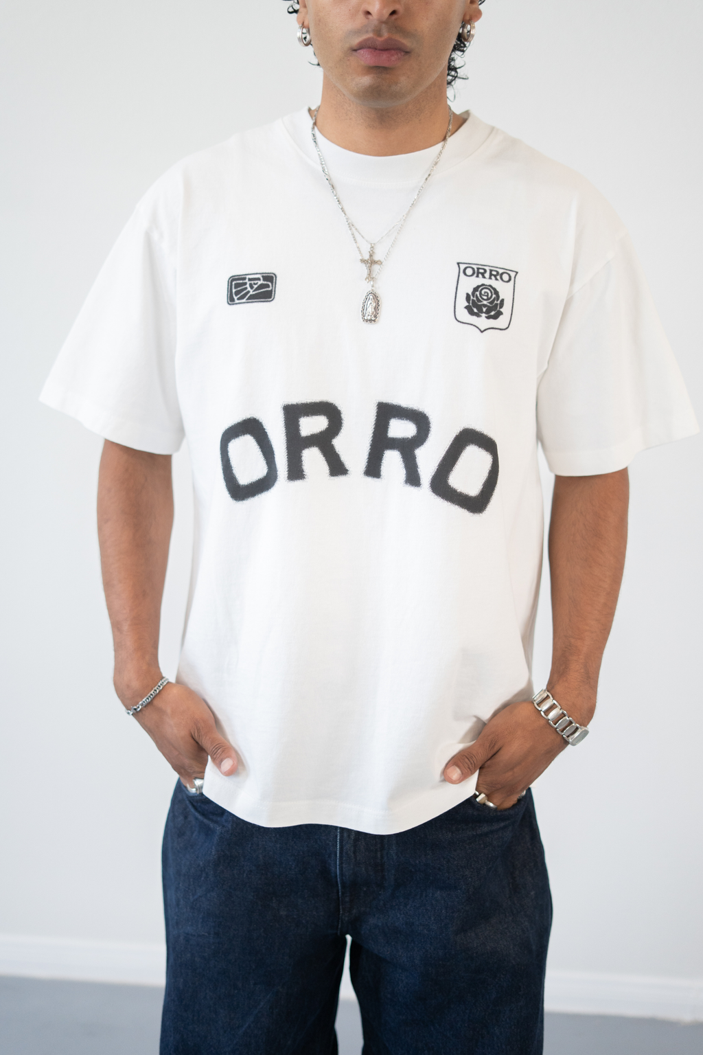 ORRO FC BLUR WHITE TEE (Black Eagle)