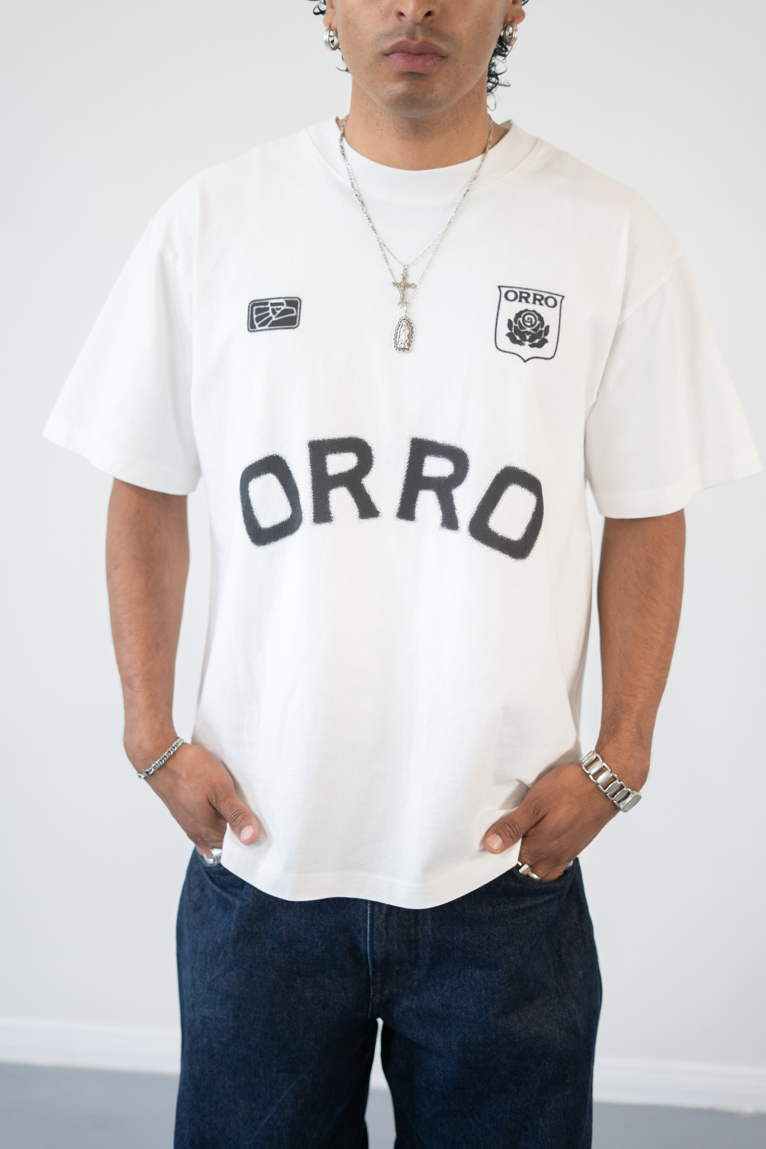 ORRO FC BLUR WHITE TEE (Black Eagle)