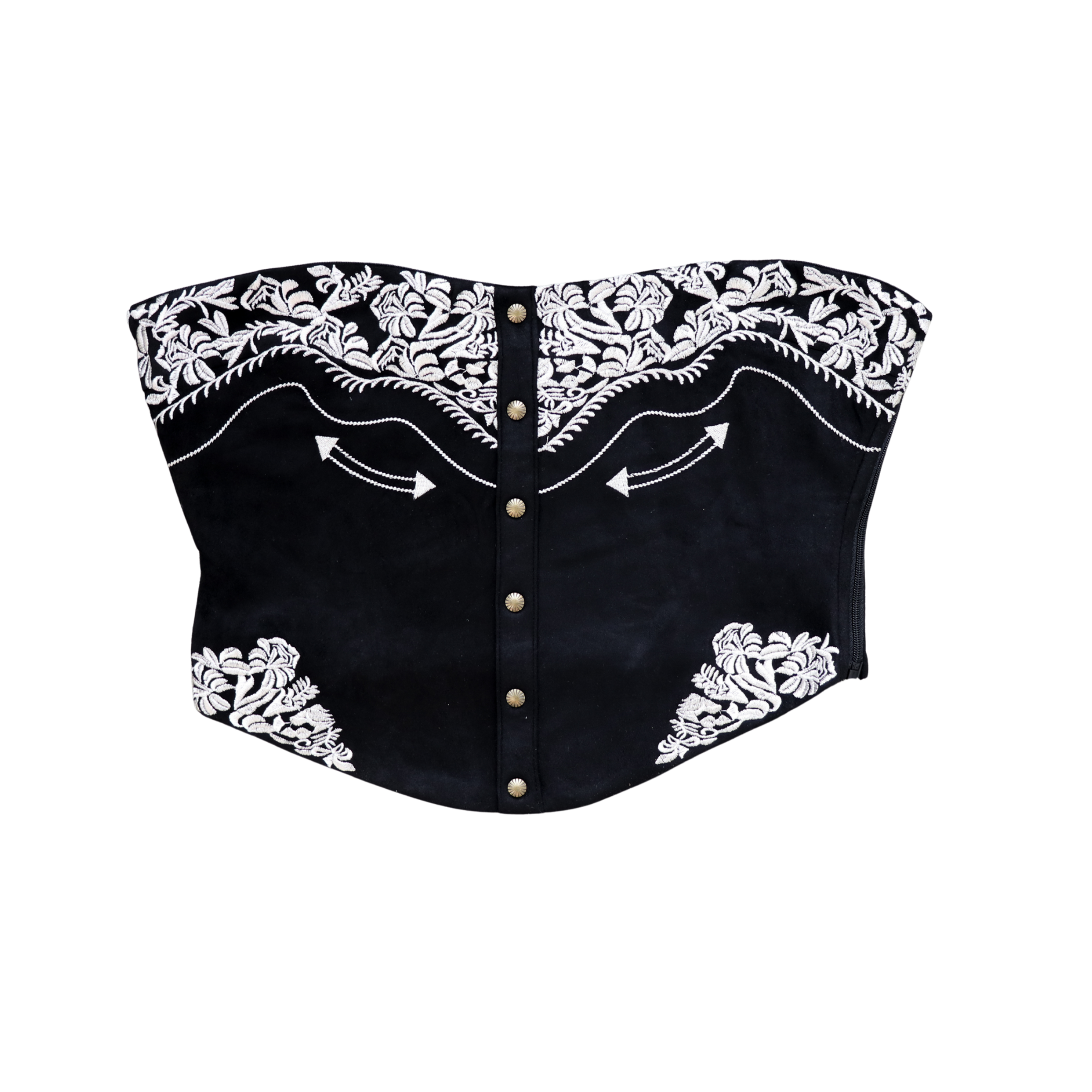Deorro-Embroidered Suede Bustier Top
