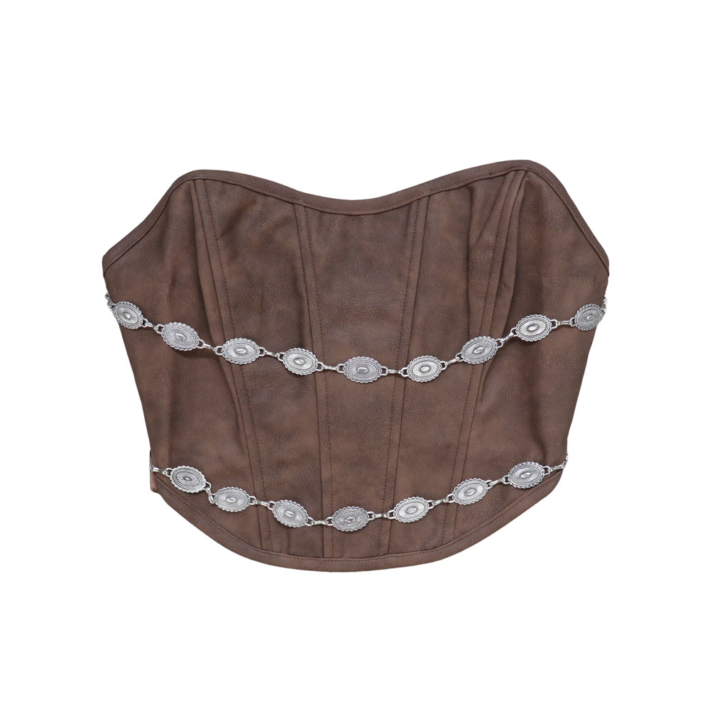 Deorro-Western Halter Bustier Corset Top (BROWN)