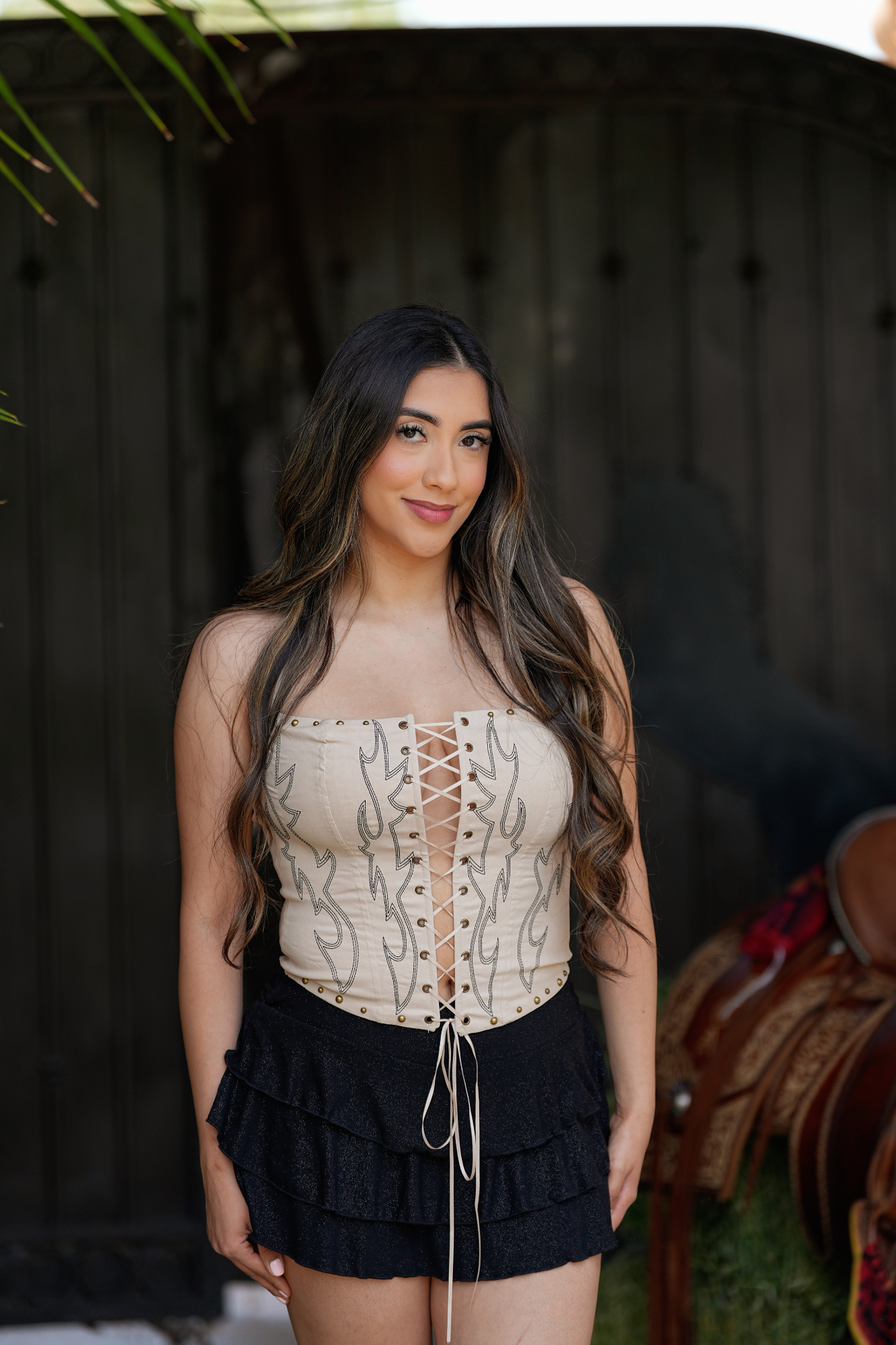 Deorro-Western Strapless Corset Top