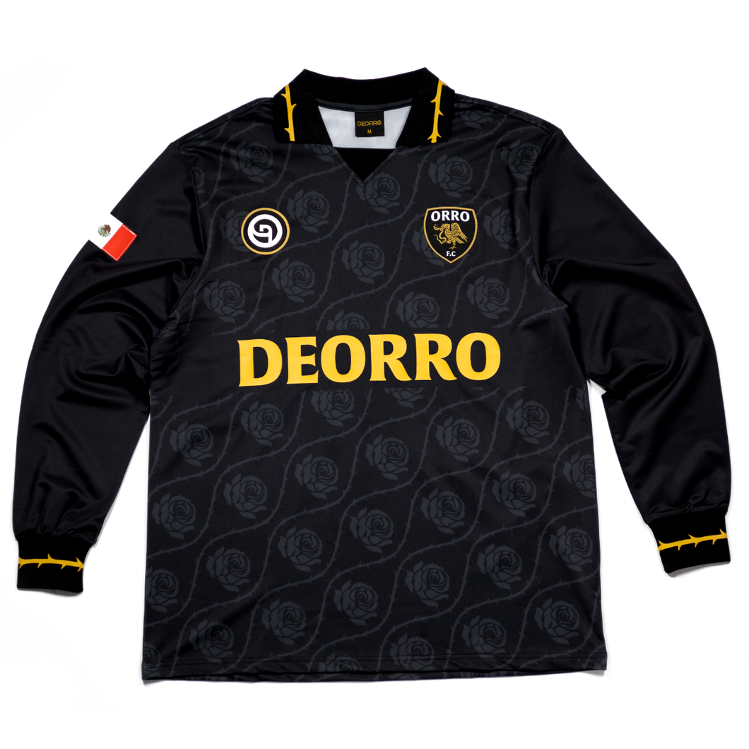 Deorro FC Soccer Away Jersey-Long Sleeve (Black/Gold)